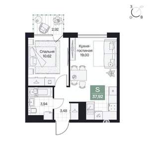 1-к квартира, вторичка, 38м2, 8/8 этаж