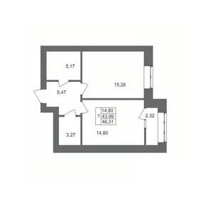 1-к квартира, вторичка, 46м2, 7/10 этаж