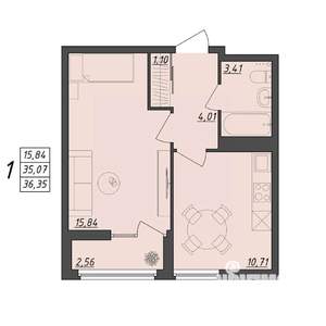 1-к квартира, вторичка, 36м2, 8/10 этаж