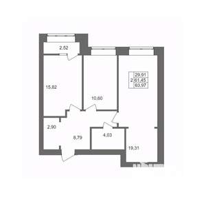 2-к квартира, вторичка, 64м2, 5/10 этаж