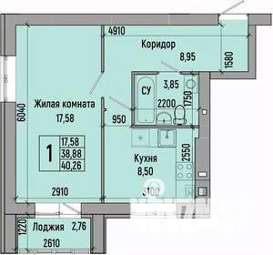 1-к квартира, вторичка, 40м2, 1/5 этаж