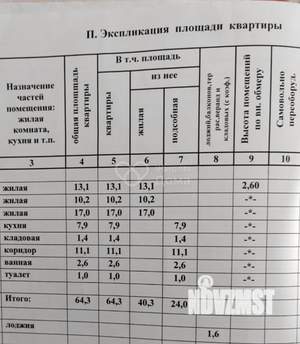 3-к квартира, вторичка, 64м2, 6/9 этаж