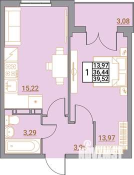 1-к квартира, вторичка, 40м2, 4/5 этаж