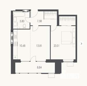 2-к квартира, вторичка, 66м2, 8/9 этаж