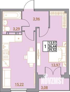 1-к квартира, вторичка, 40м2, 4/5 этаж