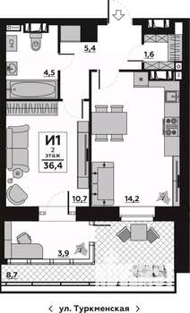 1-к квартира, вторичка, 36м2, 2/20 этаж