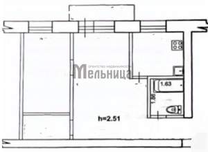 2-к квартира, вторичка, 44м2, 5/5 этаж