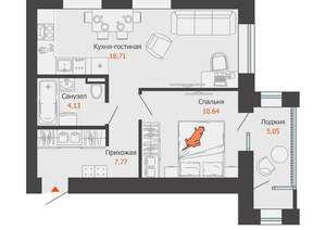 1-к квартира, вторичка, 44м2, 5/8 этаж