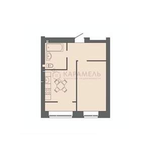 1-к квартира, строящийся дом, 40м2, 6/9 этаж
