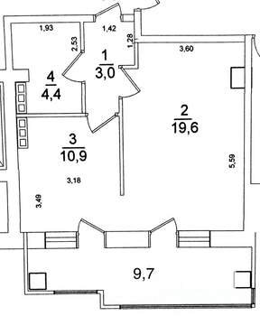 1-к квартира, вторичка, 38м2, 4/10 этаж