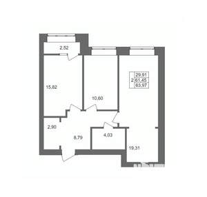 2-к квартира, вторичка, 64м2, 3/10 этаж