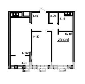 2-к квартира, вторичка, 66м2, 13/23 этаж