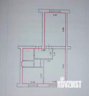 2-к квартира, вторичка, 57м2, 1/4 этаж