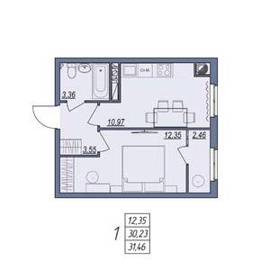 1-к квартира, вторичка, 31м2, 6/8 этаж