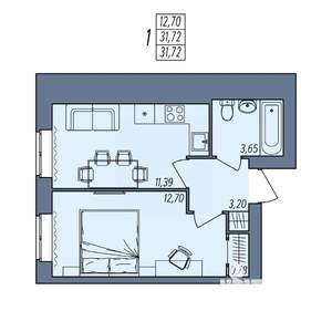 1-к квартира, вторичка, 32м2, 4/8 этаж