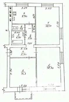3-к квартира, вторичка, 76м2, 4/4 этаж