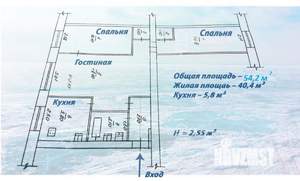 3-к квартира, вторичка, 54м2, 1/5 этаж