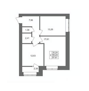 2-к квартира, вторичка, 58м2, 10/10 этаж