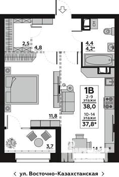 Студия квартира, вторичка, 38м2, 3/14 этаж