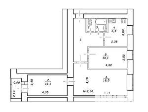 3-к квартира, вторичка, 57м2, 1/9 этаж
