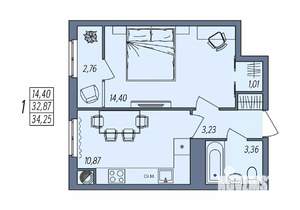 1-к квартира, вторичка, 34м2, 8/10 этаж
