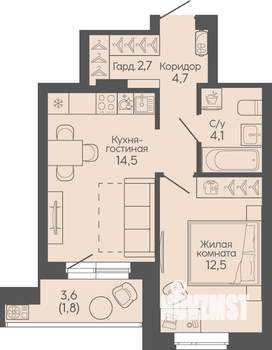 1-к квартира, вторичка, 40м2, 7/22 этаж