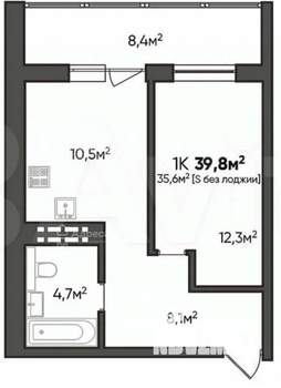1-к квартира, вторичка, 36м2, 4/9 этаж