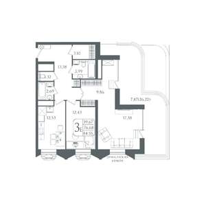 3-к квартира, вторичка, 85м2, 22/22 этаж