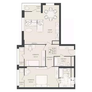 2-к квартира, вторичка, 89м2, 17/17 этаж