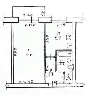 1-к квартира, вторичка, 29м2, 5/5 этаж