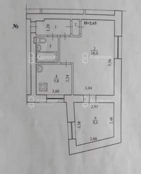 2-к квартира, вторичка, 39м2, 1/5 этаж
