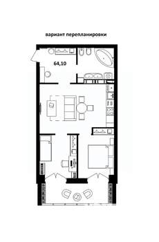 Студия квартира, вторичка, 64м2, 9/17 этаж