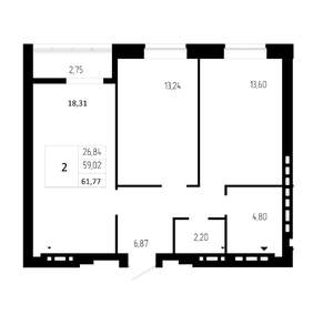 2-к квартира, вторичка, 62м2, 5/9 этаж