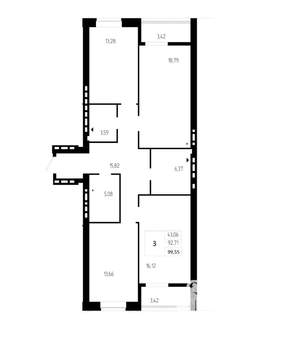 3-к квартира, вторичка, 100м2, 1/9 этаж