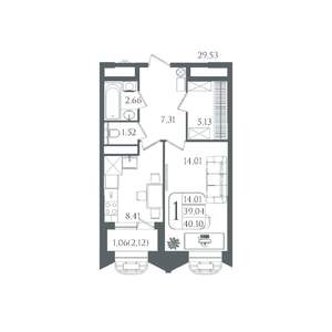 1-к квартира, вторичка, 40м2, 13/21 этаж