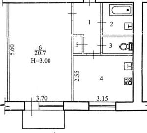 1-к квартира, вторичка, 38м2, 2/3 этаж
