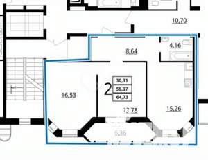 2-к квартира, вторичка, 58м2, 3/8 этаж