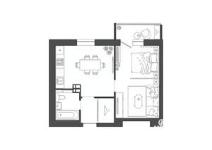 1-к квартира, строящийся дом, 41м2, 6/19 этаж
