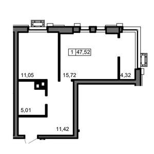 1-к квартира, вторичка, 48м2, 3/23 этаж