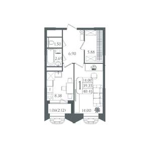 1-к квартира, вторичка, 40м2, 7/21 этаж