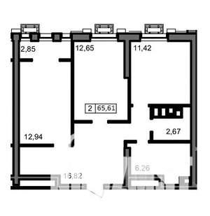 2-к квартира, вторичка, 66м2, 12/23 этаж