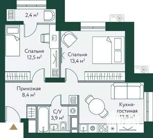 2-к квартира, вторичка, 54м2, 10/24 этаж