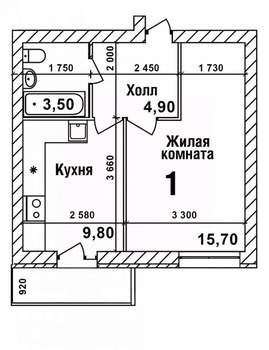 1-к квартира, вторичка, 34м2, 3/3 этаж
