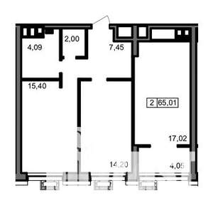 2-к квартира, вторичка, 65м2, 23/23 этаж